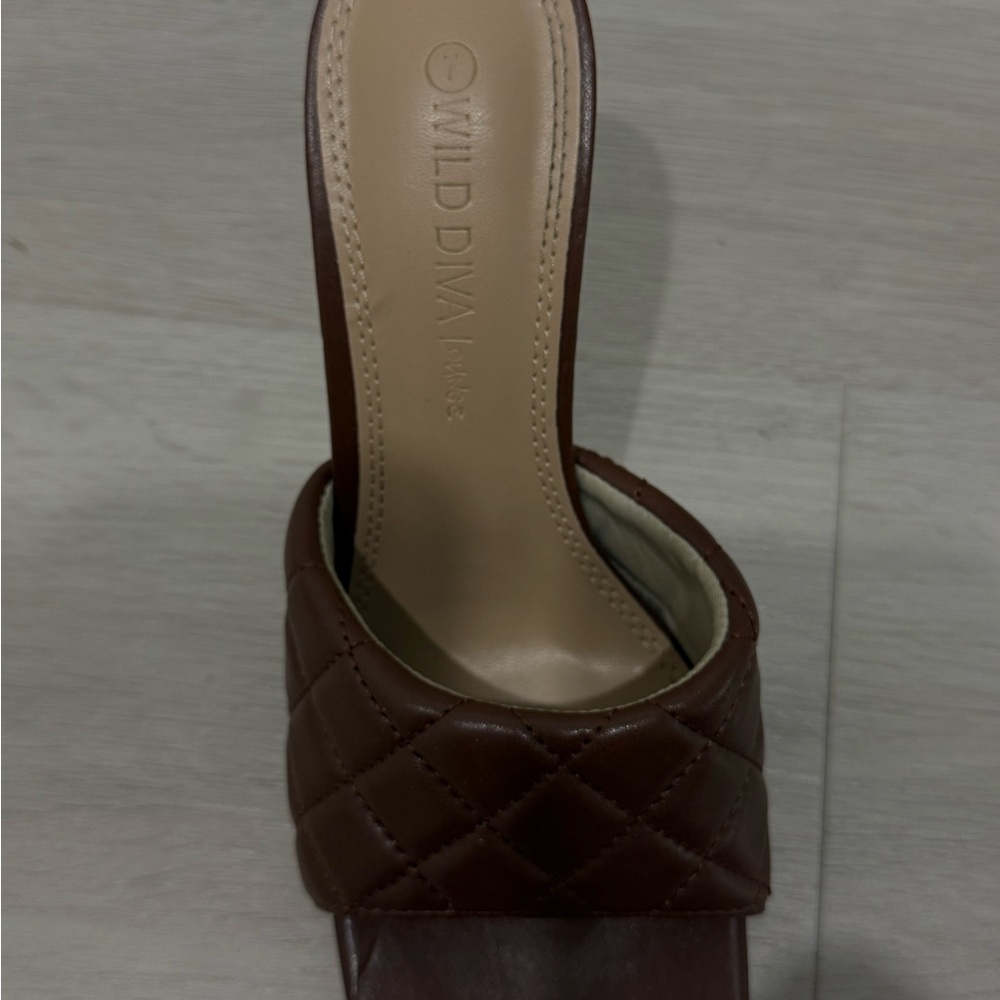 Diva Lounge Chocolate Quilted Mules View 3
